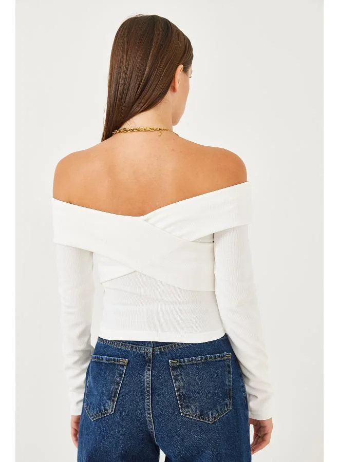 Ginger Off Shoulder Foldover Detail Top